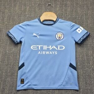 Manchester City 24/25 Home Jersey Youth Large 13-14Y De Bruyne 17 Puma 0161 Blue